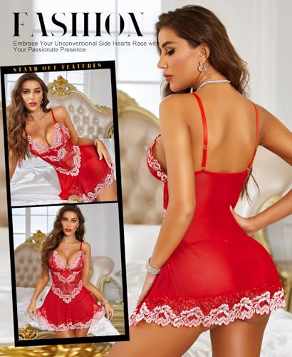 RSLOVE Babydoll Lingerie for Women Lace Chemise Sexy Nightgown Sleepwear Dress - Image 6