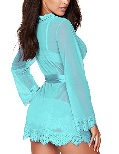 RSLOVE Women Lace Kimono Robe Sexy Babydoll Lingerie Mesh Cover Up Bridal Lingerie - Image 3