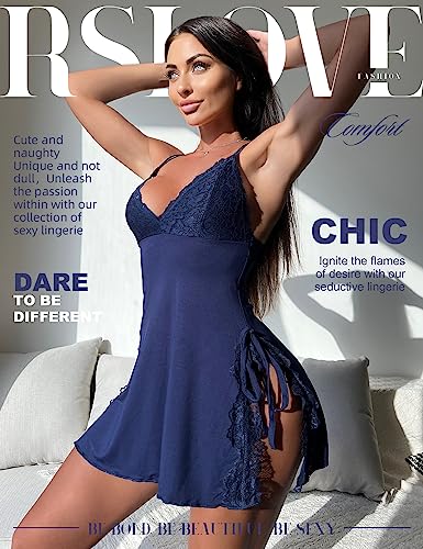 RSLOVE Women Lingerie Sexy Chemise Lace Babydoll Side Split Full Slip Nightgown Modal Sleepwear Nighty - Image 3