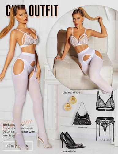 RSLOVE Women Sexy Suspender Tights - Garter Belt Stockings Control Top Pantyhose High Waist - Image 6