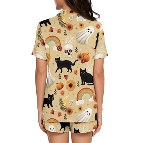 Renewold Women's Sleepwear Women's Pajama Sets Notch Collar Short Sleeve Button Down Nightwear Loungewear Top and Shorts - Image 5