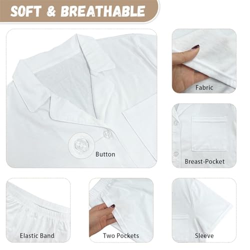 Renewold Women's Sleepwear Women's Pajama Sets Notch Collar Short Sleeve Button Down Nightwear Loungewear Top and Shorts - Image 7