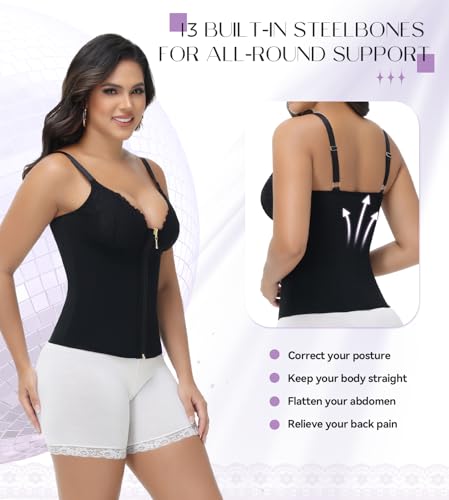 SHAPSHE Corset Tops For Women, Bustier Corset Lace Top Waist Corsets Shapewear Trendy Party Club Concert Outfits - Image 6