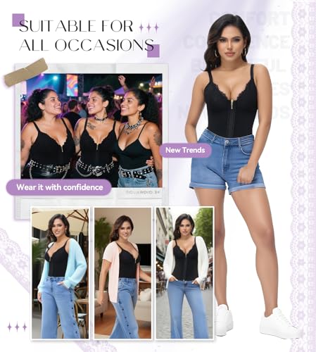 SHAPSHE Corset Tops For Women, Bustier Corset Lace Top Waist Corsets Shapewear Trendy Party Club Concert Outfits - Image 7