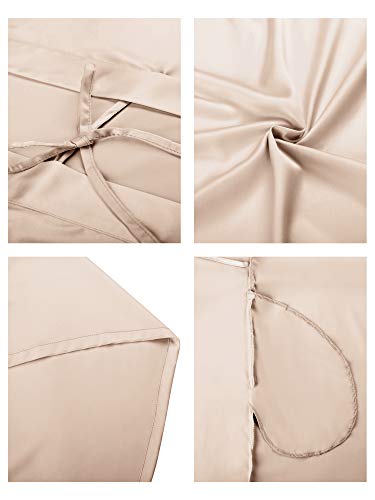 SIORO Women's Satin Robe, Short Bathrobe with V-Neck, 3/4 Sleeves Robe for Bride & Bridesmaids, Wedding Party Sleepwear - Image 7