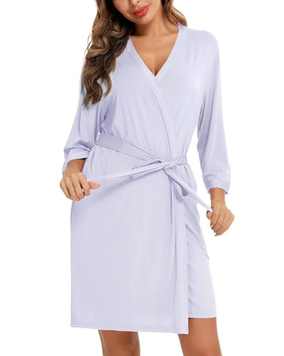 Samring Women's Lightweight Robe Soft Kimono Robes Short Bathrobe for Women Sleepwear - Image 4