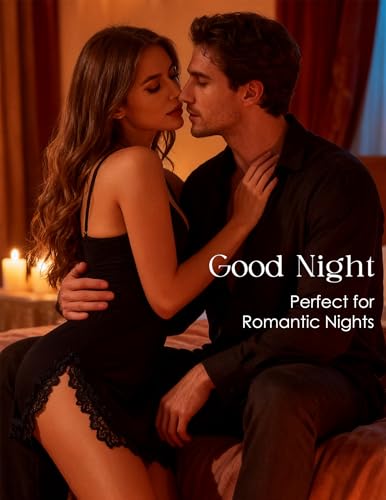 Sexy Lingerie for Women Lace Nightgown Sleep Dress with Side Slit Lace Trim Chemise Soft Sleepwear & Comfy Loungewear - Image 3