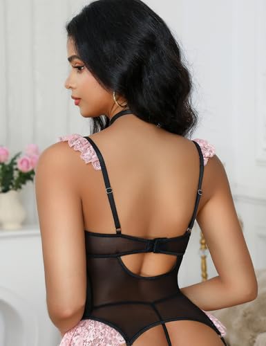 Sexy Lingerie for Women Lace Underwire Bodysuit Teddy with Panty Garter Lingerie Sets Corset Rave Outfits - Image 5