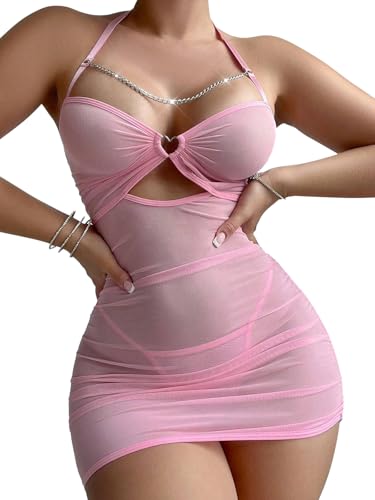 Sexy Lingerie for Women Sheer Lingerie Set Bodycon Mini Lingerie Dress Ruched Party Clubwear Outfits