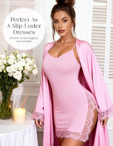 Sexy Night Gowns for Women Lace Trim Sleep Dress Babydoll Lingerie Sexy Sleepwear V Neck Chemise Side Split Nighty - Image 7