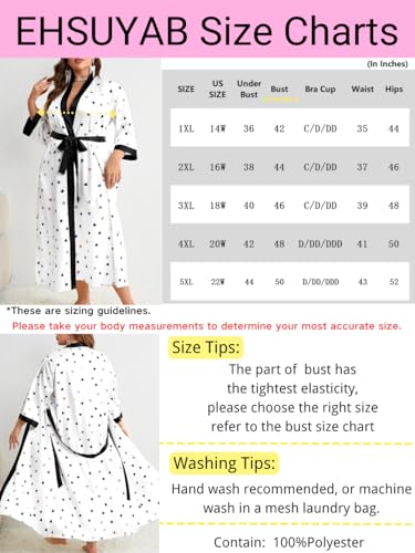 Sexy Plus Size Robe For Women, Fits 12W-20W, Long Silky Satin Robes Valentines Boudoir Sleepwear 2Xl 2X White Heart - Image 7