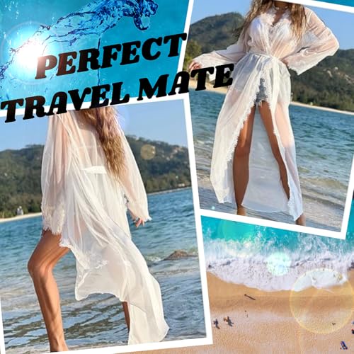 Sheer Mesh Sexy Night Gowns for Women, See Through Lingerie with Lace Cuffs for Maternity Shoot, Bridal Robe, Swimwear Wrap - Image 8