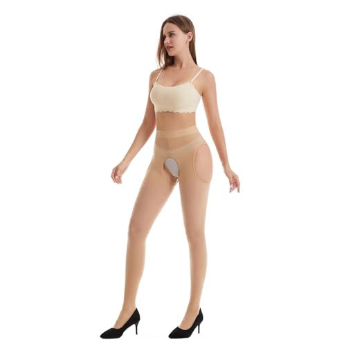 Shiny Suspender Tights for Women Oily Gloss Open Crotch Pantyhose Sexy Suspenders Pantyhose 1 Pairs - Image 4