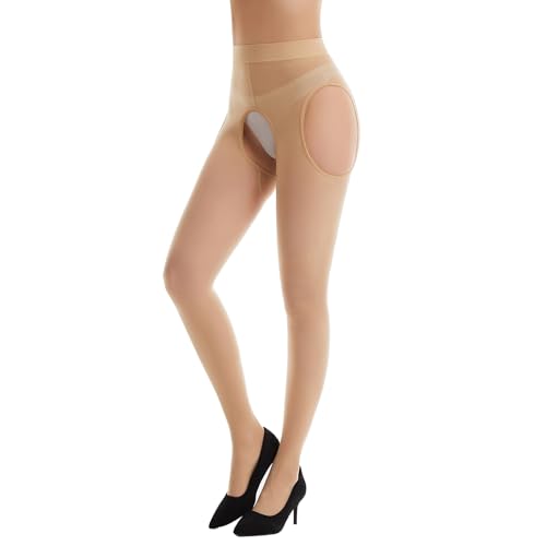 Shiny Suspender Tights for Women Oily Gloss Open Crotch Pantyhose Sexy Suspenders Pantyhose 1 Pairs - Image 7