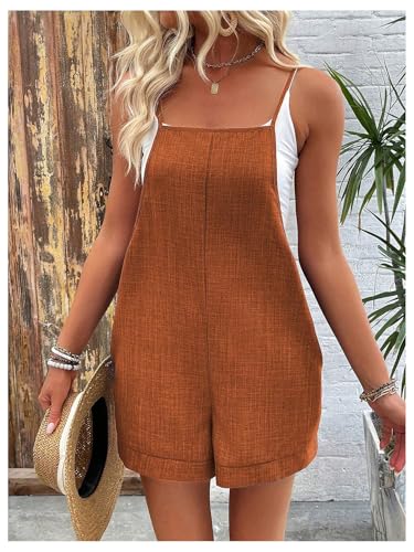 SweatyRocks Women's Summer Casual Spaghetti Strap Romper Loose Shorts Overalls Jumpsuit with Pocket - Image 4