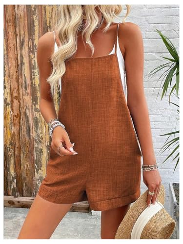 SweatyRocks Women's Summer Casual Spaghetti Strap Romper Loose Shorts Overalls Jumpsuit with Pocket - Image 5