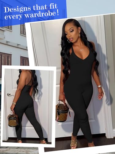 VUTRU Women Jumpsuits Sexy V Neck One Piece Bodysuit Romper Shapewear Tummy Control Workout Athletic Leotards, Black M - Image 5