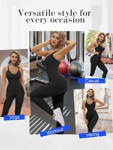 VUTRU Women Jumpsuits Sexy V Neck One Piece Bodysuit Romper Shapewear Tummy Control Workout Athletic Leotards, Black M - Image 6