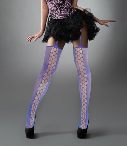 Violet Mist Womens Fishnet Thigh High Garter Stockings Fishnet Stockings with Attached Garter Belt Tights Suspender Pantyhose - Image 7
