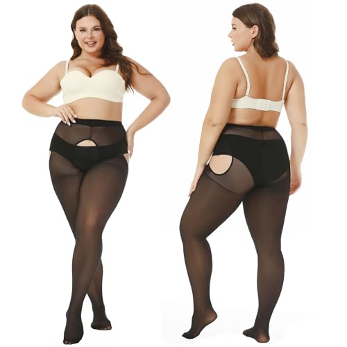 WiliW Suspender Pantyhose for Women Plus Size Garter Belt Sheer Tights Sexy Thigh High Stockings - Image 3