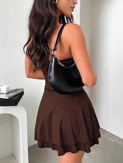 Women 2025 Summer Strapless Tube Dress Sexy Off Shoulder Ruffle Tiered Flowy Mini Dresses Vacation Outfits - Image 5