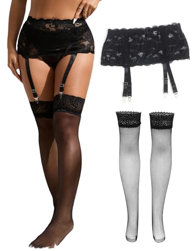 Alternative view of Women Garter Belt Sexy Garter Belts for Thigh High Stockings Lace Suspender Belt with 4 Vintage Strap XS-4XL