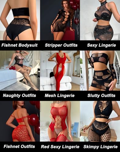 Women Sexy Lingerie Set, Naughty Sheer Fishnet Lingerie,Erotic Mesh Lace Women’s Bodysuit Outfits - Image 5