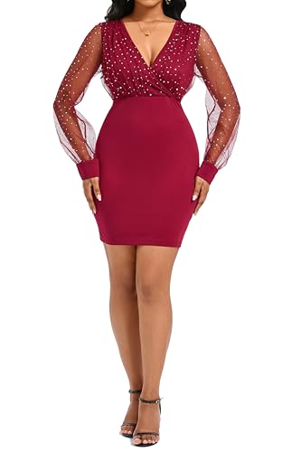 Women Sexy Wrap V Neck Club Mini Dress - Image 4