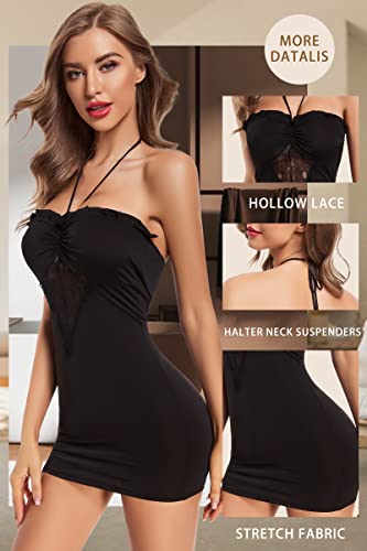 Women Snap Crotch Lingerie Sexy One Piece Lace Teddy Lingerie Deep V Mini Bodysuit Scallop Trim Bridal Babydoll - Image 4