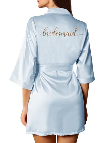 Womens Bridesmaid Robes Satin Wedding Bride Robe Silky Kimonos Dressing Gowns - Image 6