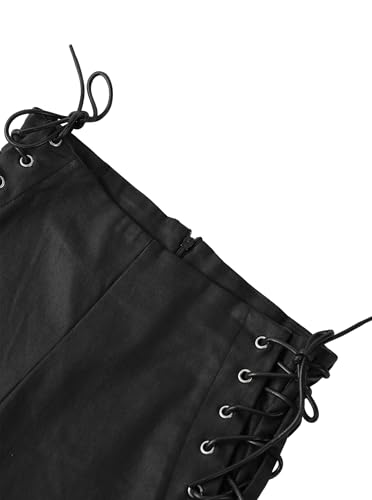 Women's High Waisted Faux Leather Shorts Lace Up Side Crisscross Sexy Mini Booty Skinny Stretch Shorts Y2K Club Party - Image 5
