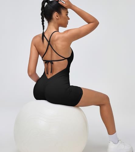 Womens Jumpsuits Shorts Rompers Workout One Piece Bodysuits Jumpers Yoga Tummy Control Padded Sports Bra - Image 6