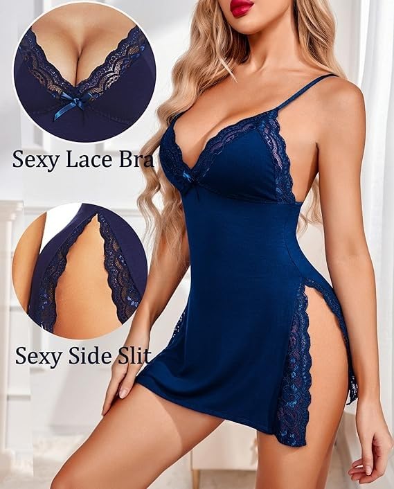 Women's Lingerie TikTok Viral Sexy Sleep Dress Nightwear Spaghetti Strap Nightgown Babydoll Chemise gift Slip Dress - Image 3