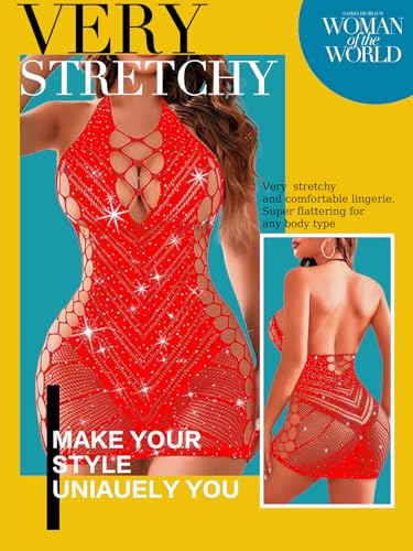 Women’s Lingerie Women Fishnet Babydoll Lingerie Dress Chemise Halter Nightwear Mini Teddy Dress DIY Stripper Outfits - Image 6