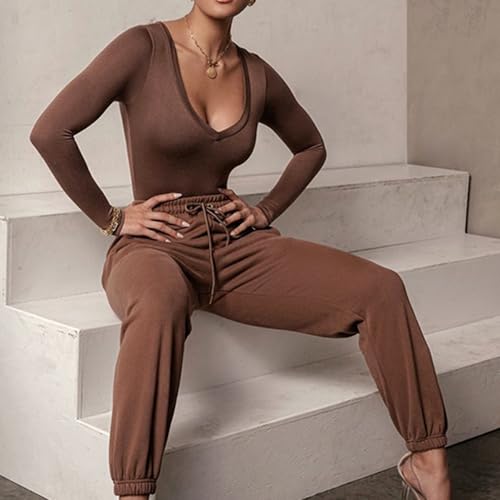 Women's Long Sleeve Bodysuit Deep V Neck Tummy Control Shapewear Sexy Lingerie Thong Bodysuit for Going Out - Image 3