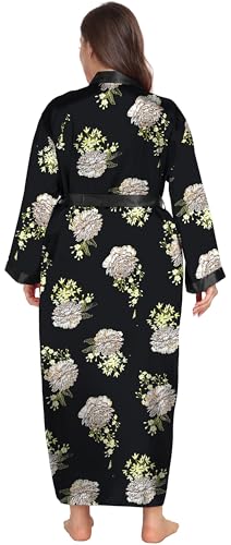 Women's Plus Size Satin Kimono Robes Long Silky Bathrobe Wedding Getting Ready Sleepwear Loungewear - Image 5