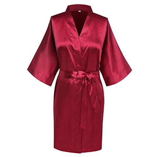 Women's Satin Kimono Robes Short Sliky Bathrobe Bride Bridesmaid Getting Ready Sleepwear for Wedding Day - Image 4
