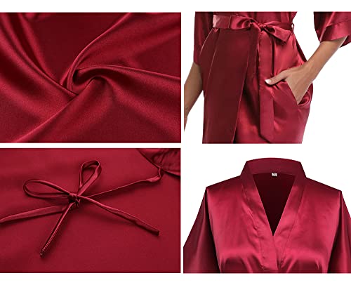 Women's Satin Kimono Robes Short Sliky Bathrobe Bride Bridesmaid Getting Ready Sleepwear for Wedding Day - Image 7