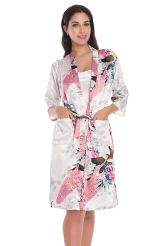Women's Satin Nightgown with Robes Set 2 Piece Sleepwear Sexy Slip Gown Pajamas Set Silky Cami Nightwear - Image 3