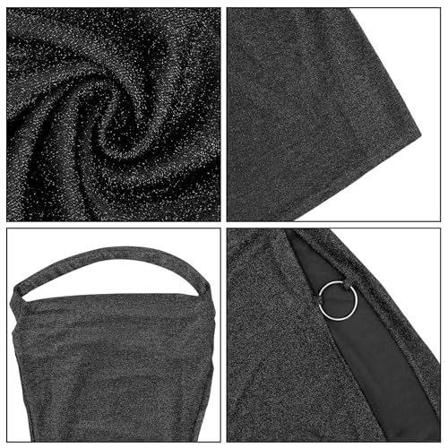 Women's Sexy Glitter Summer Halter Bodycon Dress Lace Criss Cross Spaghetti Mini Dress Backless Cowl Neck Party Dresses - Image 5