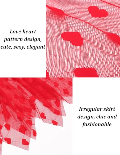 Women’s Sexy Lace Mesh Babydoll Lingerie Front Closure V-Neck Chemise with Heart Print, Sling Nightwear Sleepwear - Image 7