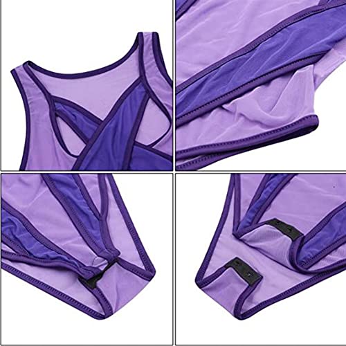 Women’s Sexy See Through Mesh Bodysuit Hollow Out Sleeveless Criss Cross Bodycon Short Mini Leotard Top for Rave Festival - Image 6
