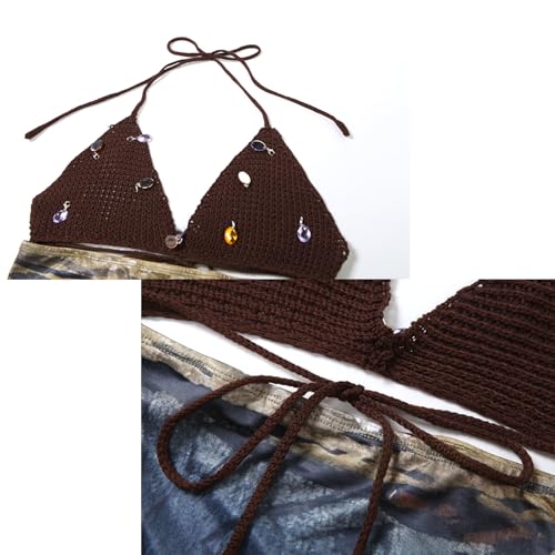 Women's Sexy Skirt Outfit Set, Backless Halter Neck Sexy Sets, Suspenders High Waist Printed Short Dress 2-piece - Image 5