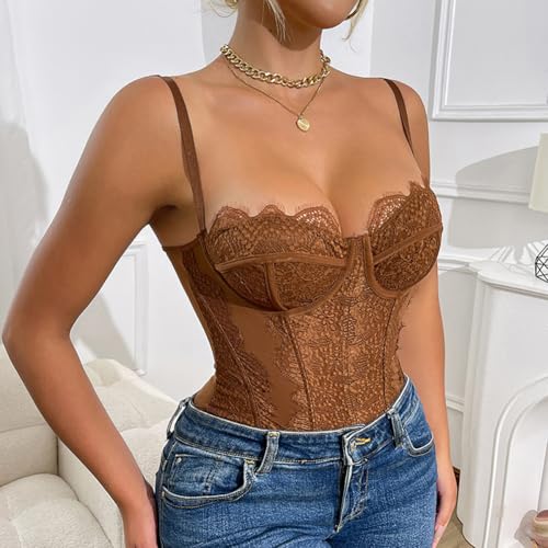 Women's Shapewear Lace Bodysuit Slimming Black Corset Bodysuit Mesh Tummy Control Body Shaper - Image 5