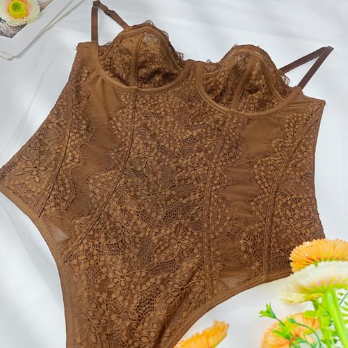 Women's Shapewear Lace Bodysuit Slimming Black Corset Bodysuit Mesh Tummy Control Body Shaper - Image 7