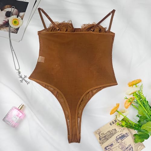 Women's Shapewear Lace Bodysuit Slimming Black Corset Bodysuit Mesh Tummy Control Body Shaper - Image 8