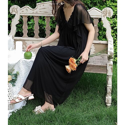 Womens' Short Sleeve Nightgown Vintage Nightdress Sleepwear Loungewear Girls Pajamas Wedding Nighties - Image 5