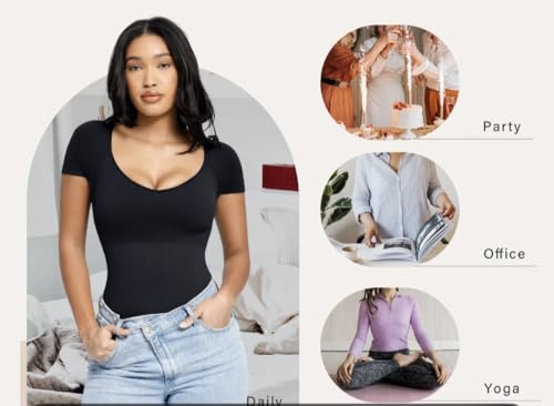 Women's Short Sleeve Tummy Control Compression Bodysuit - Image 3