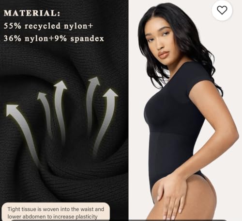 Women's Short Sleeve Tummy Control Compression Bodysuit - Image 5