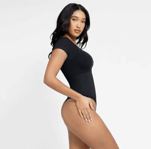 Women's Short Sleeve Tummy Control Compression Bodysuit - Image 6